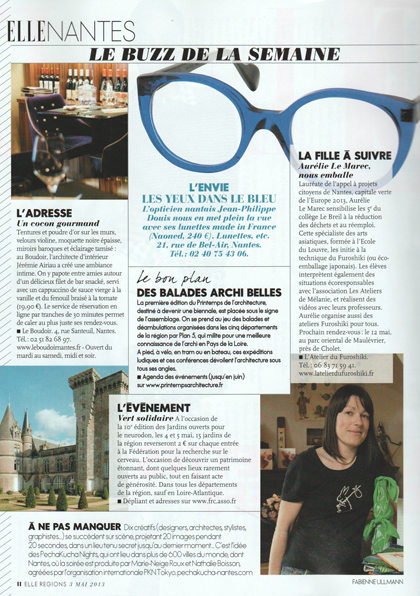 Article "La fille à suivre" Magazine Elle Nantes et sa région du 3 mai 2013