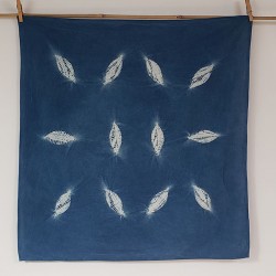 Indigo Feuilles Guntai shibori - 70 cm